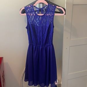 Lace top royal blue spring dress